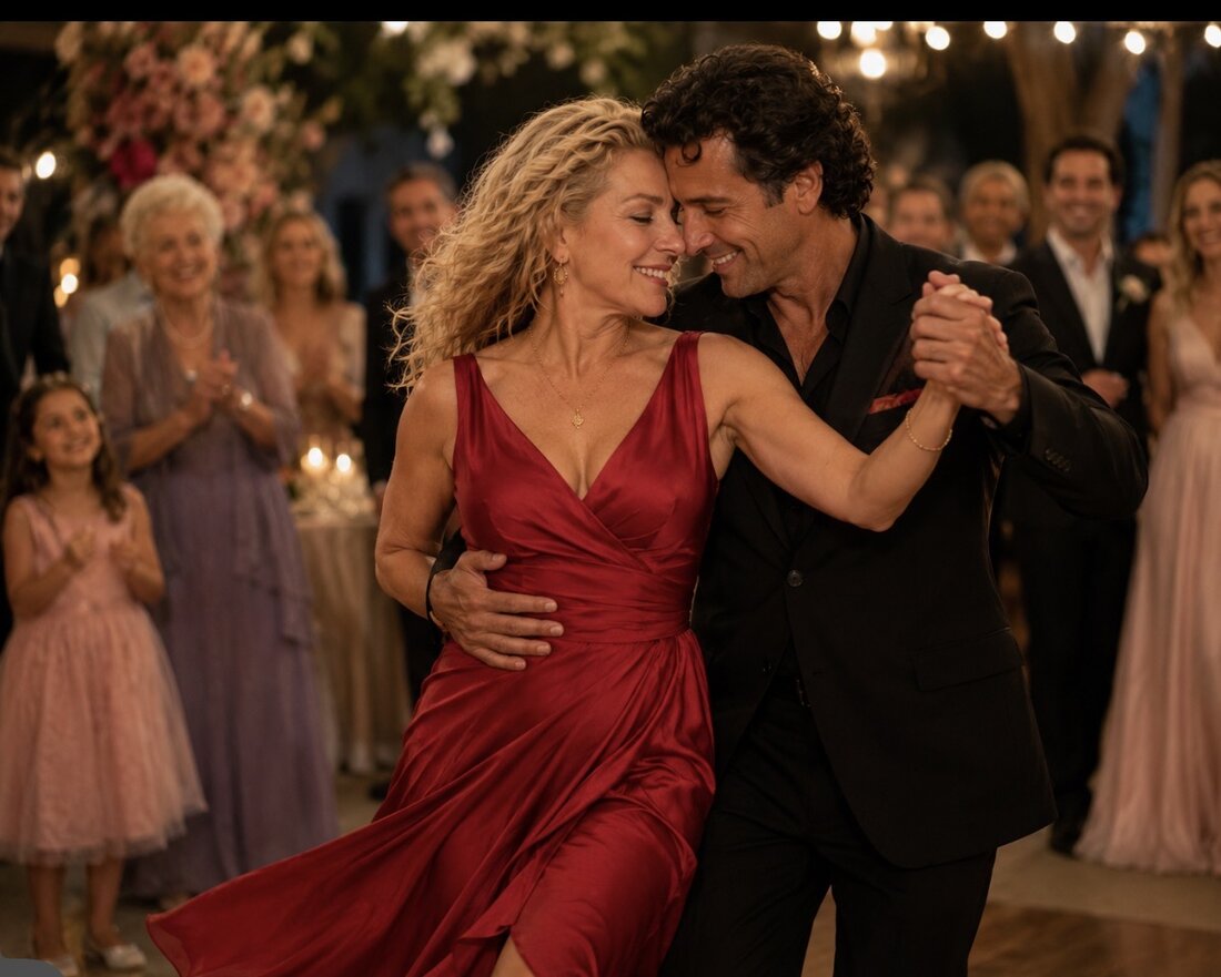 Radiant woman dancing in a red dress at a celebration, reconnected with her body after lymphatic and CranioSacral care